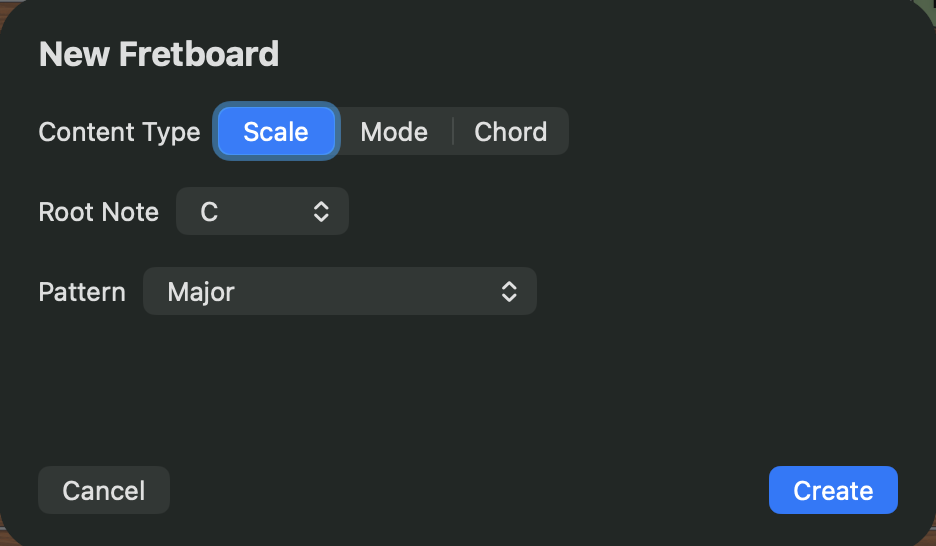 Add fretboard dialog