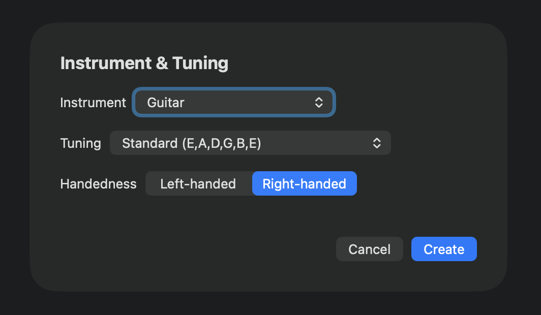 Frettly create document settings