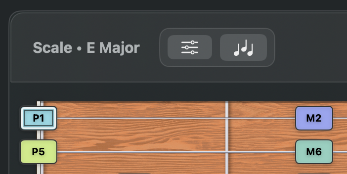 Fretboard controls (top left)