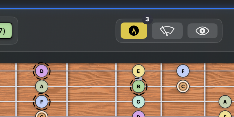 Marking notes on a fretboard