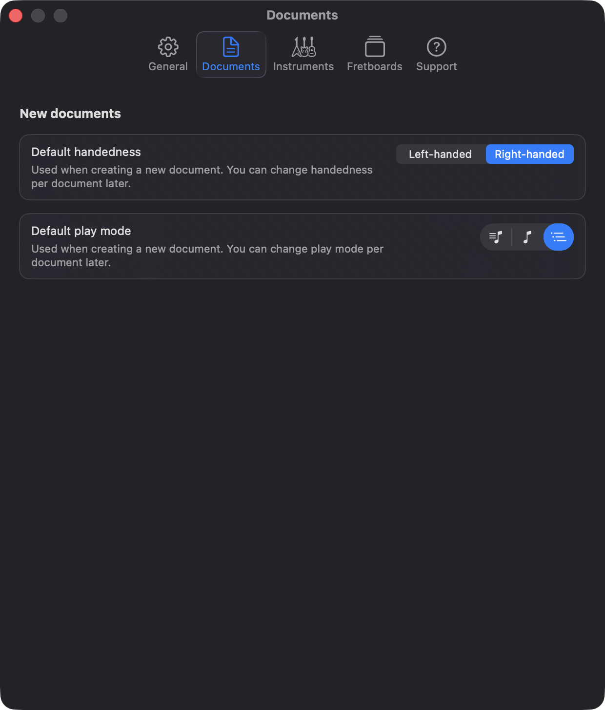 Frettly Settings - Documents