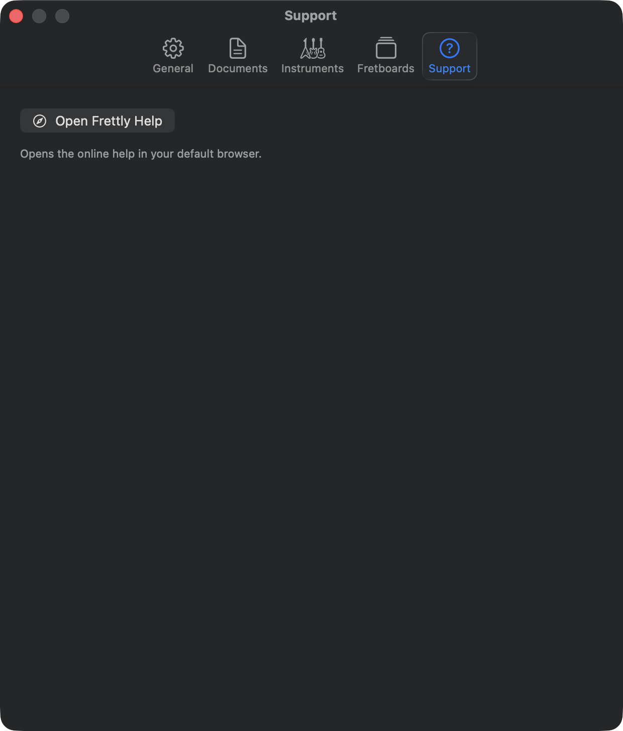 Frettly Settings - Support